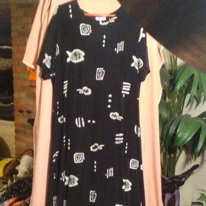 es se Long Fish Coastal Aztec Print Boho Maxi Dress XL